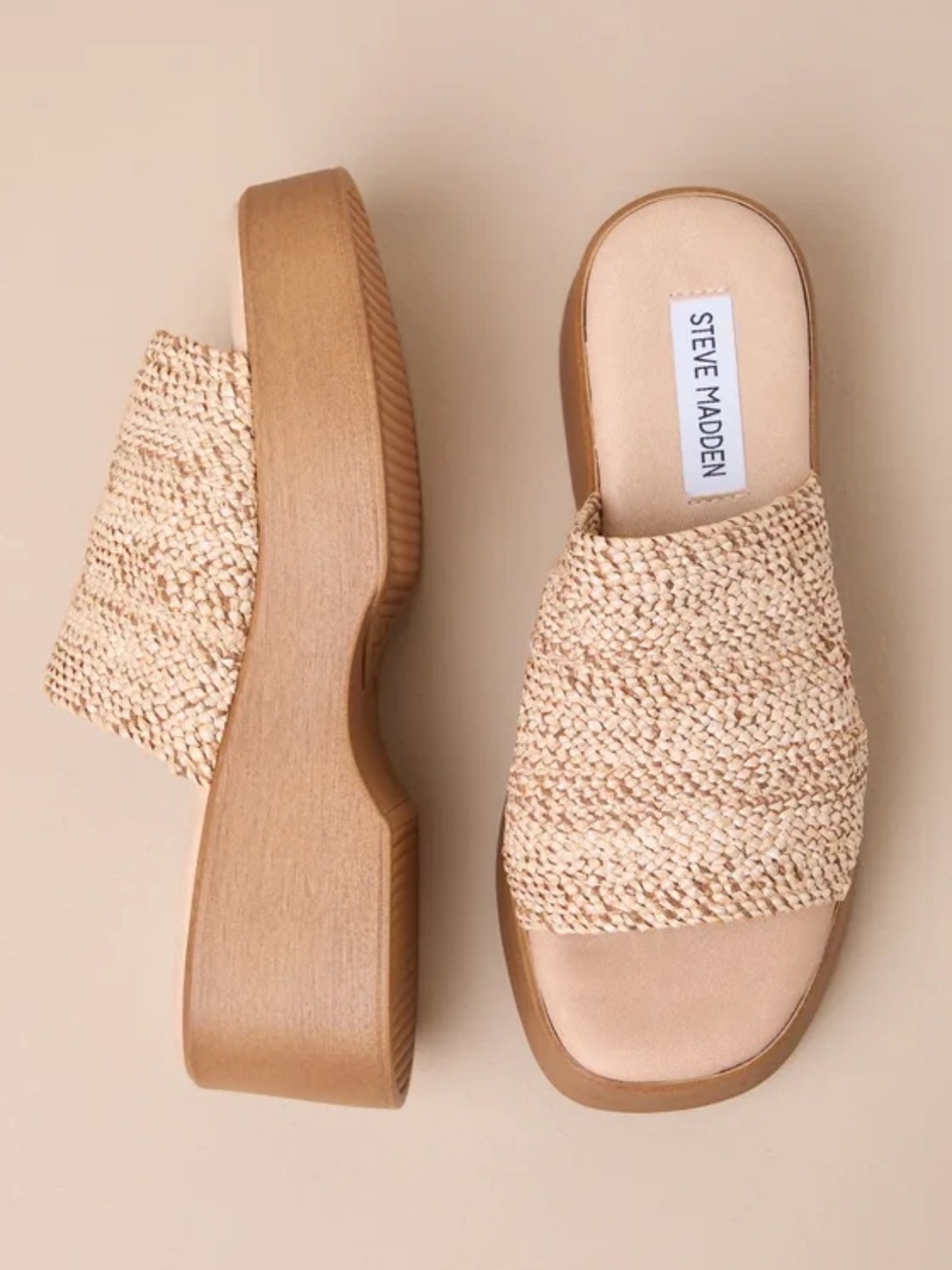 Steve Madden Slinky30 Raffia Platform Slide Sandals
